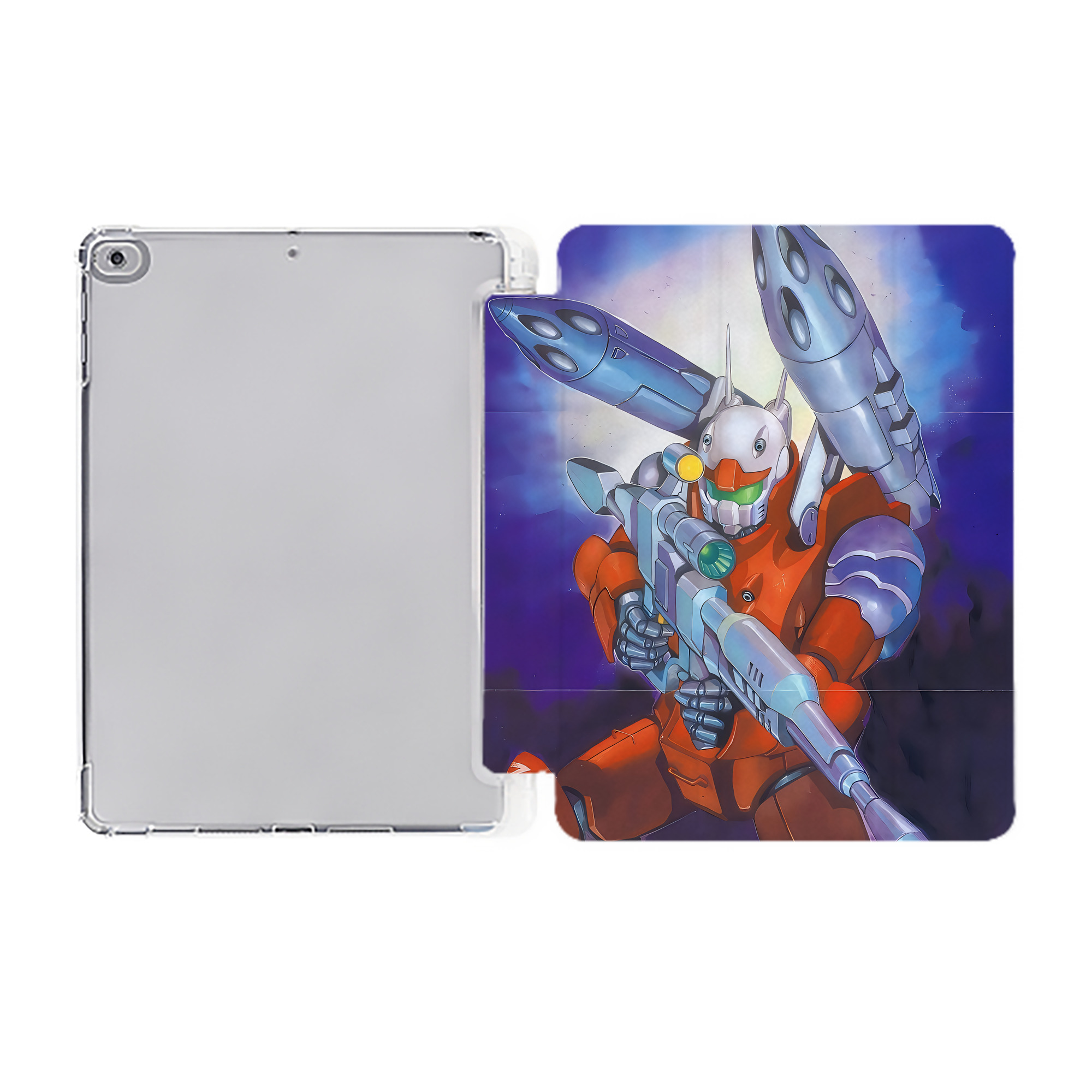 （画像用） 機動戦士ガンダム Mobile Suit Gundam IPad ケース ペン収納付き 三つ折りスタンド PUレザー×シリコン 対応機種9.5/10.5/10.9インチ